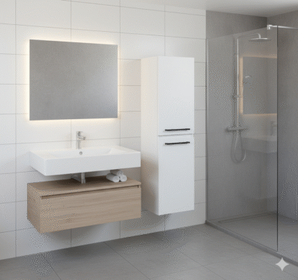 Lingerie murale 16" blanc lustré à 2 portes