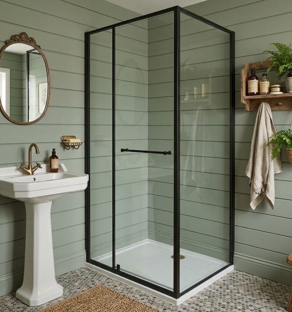 FLORIDA 32 in. W x 32 in. L x 76 in. H Porte de Douche carrée coulissante semi-cadrée